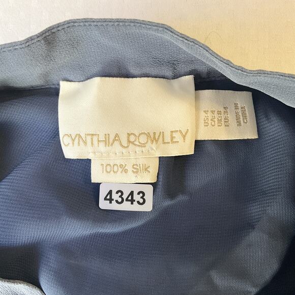 Cynthia Rowley Women Silk Dress US 4 Blue Shirt Dress Sleeveless Knee Length - Picture 2 of 10